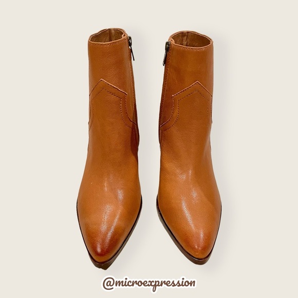 $428 Frye Flynn Short Cognac Brown Real Leather Zipper Block Heel Ankle Booties - Picture 10 of 15